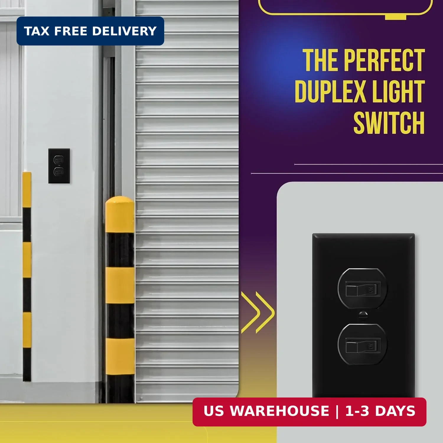 Black Double Toggle Light Switch 15A 120V UL Listed Residential Grade 82150-BK