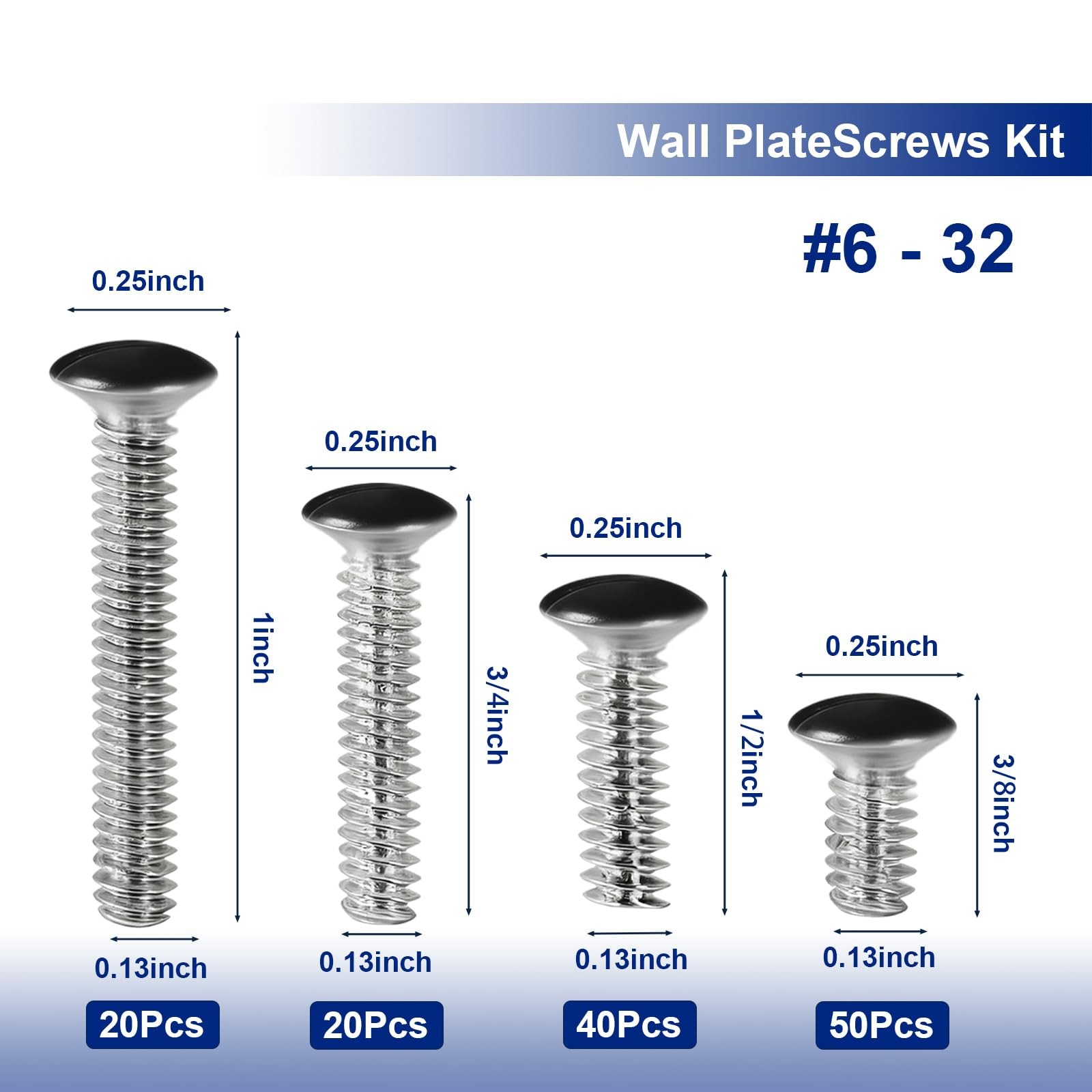 130Pcs Wall Plate Screws Kit, #632 Outlet Cover Screws for Switch Plate