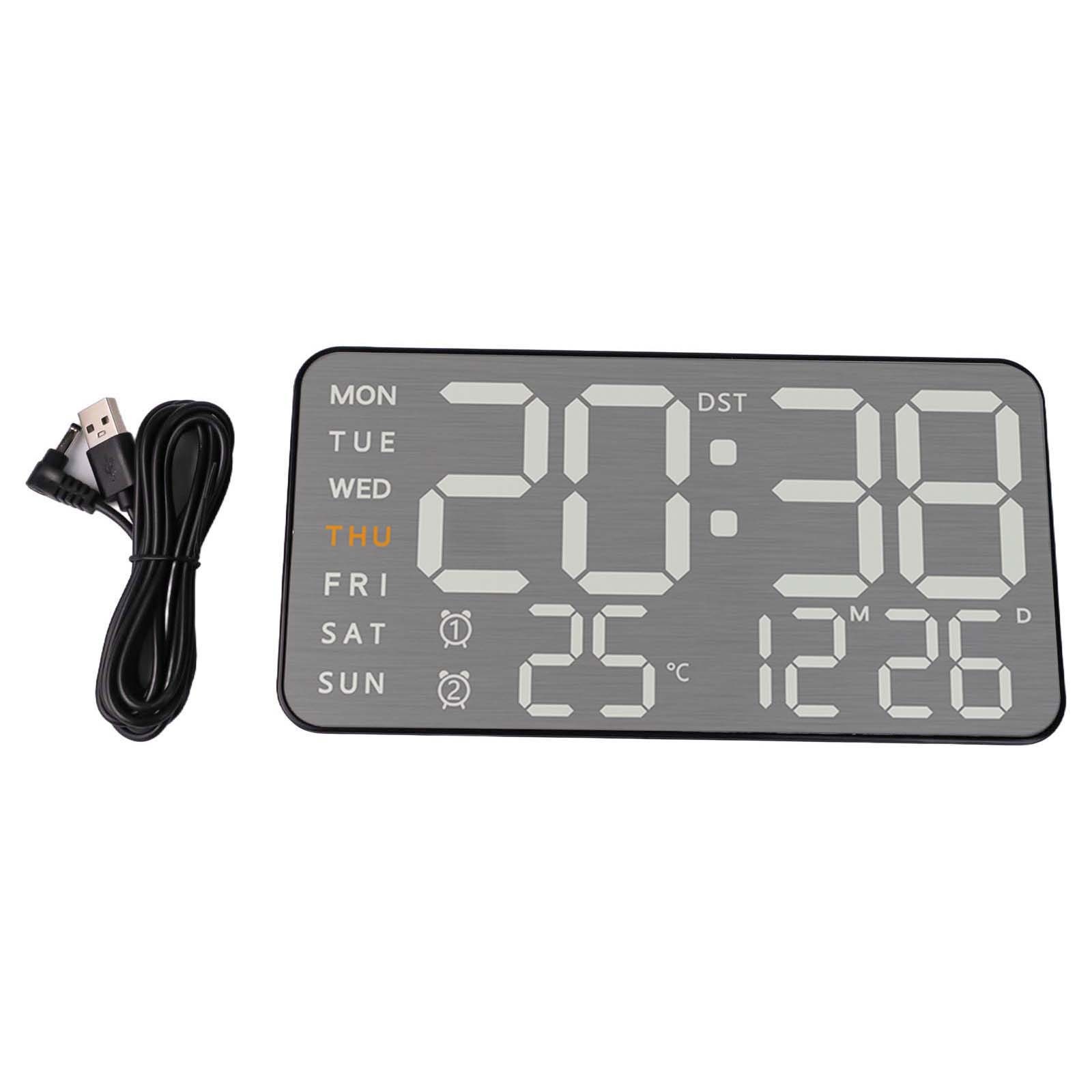 Bright Display Digital Wall Clock Electronic Alarm Clock 12/24 Hours Format