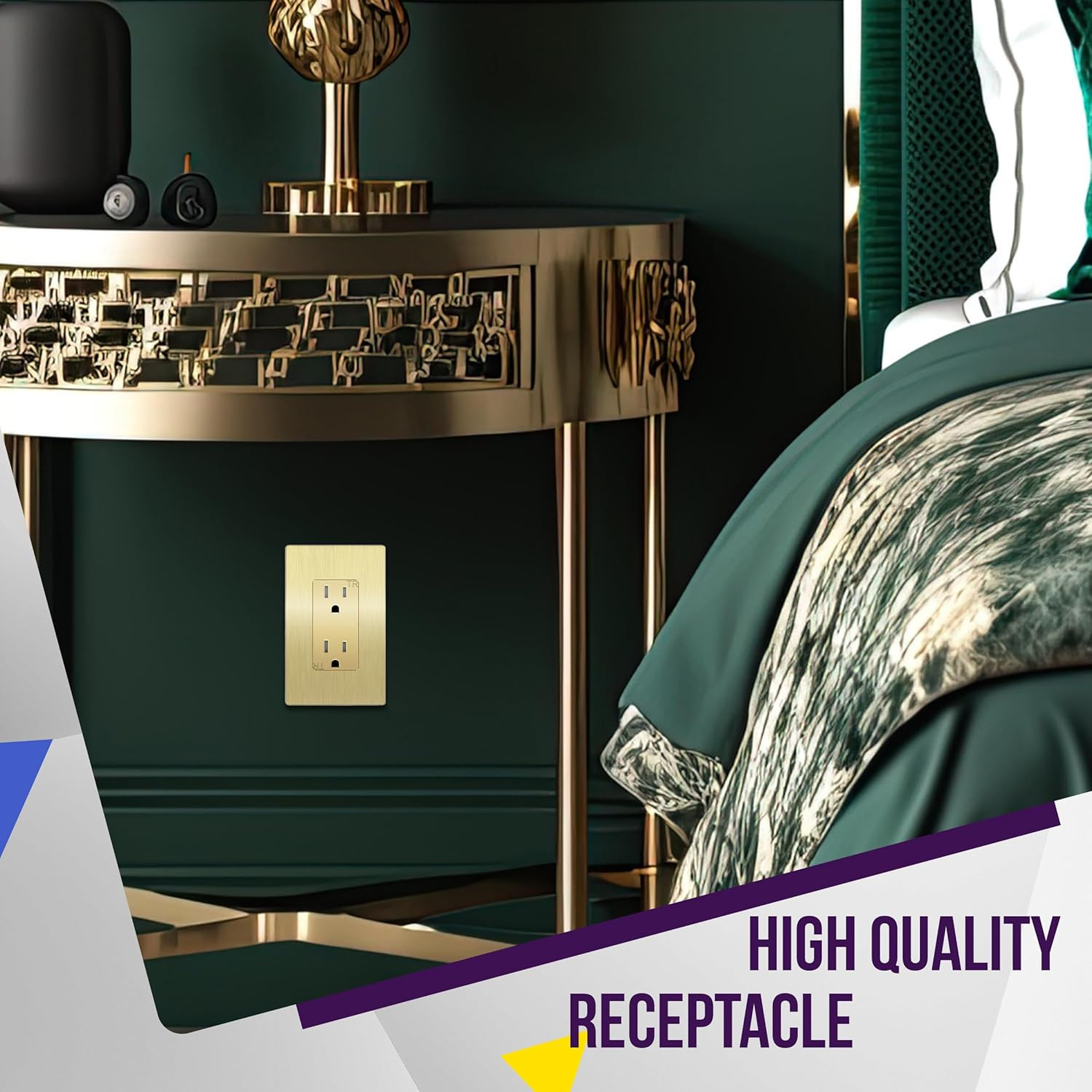 Elite Series Decorator Receptacle Outlet Child Safe Tamper-Resistant, Gloss Fini