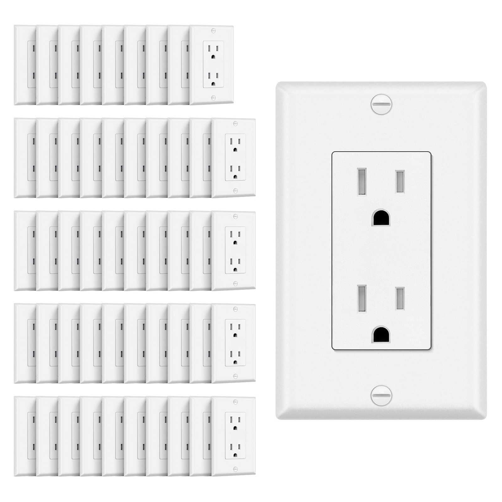 Cml Matte White Decorator Wall Receptacle Outlet Childsafe Tamper Resistant 15 A