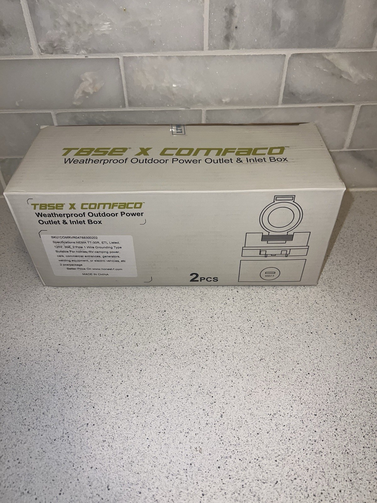 NEMA 14-50R 125V/250V 50Amp IP66 Power Outlet Receptacle, 3 Pole 1 Wire (NIB)