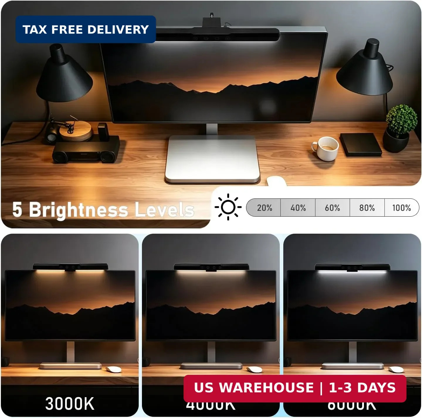 Monitor Light Bar, Computer Monitor Lamp for Eye Care, Dimmable USB Reading Ligh