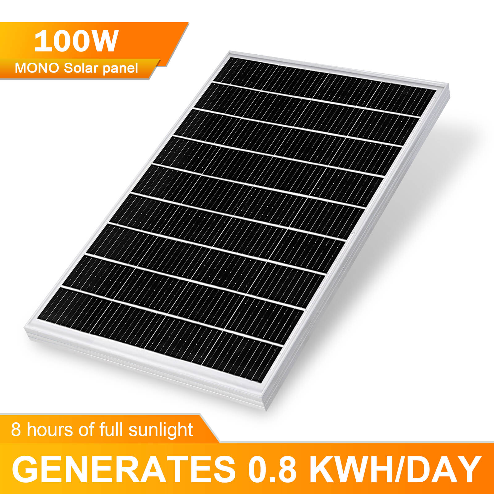 12V 100W Solar Panel Monocrystalline PV Power Charger for RV Boat Home Rooftop