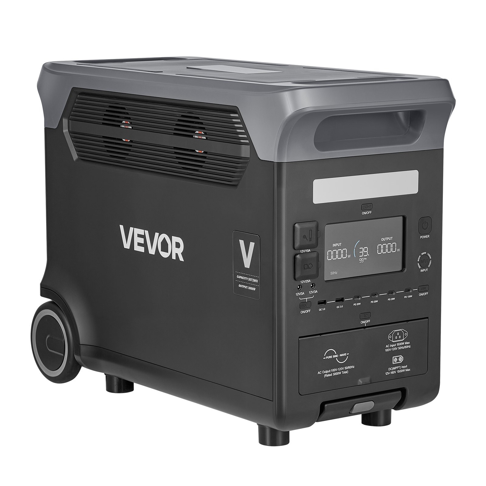 3000W Portable Power Station 3072Wh LiFePO4 Solar Generator Backup 15 Ports