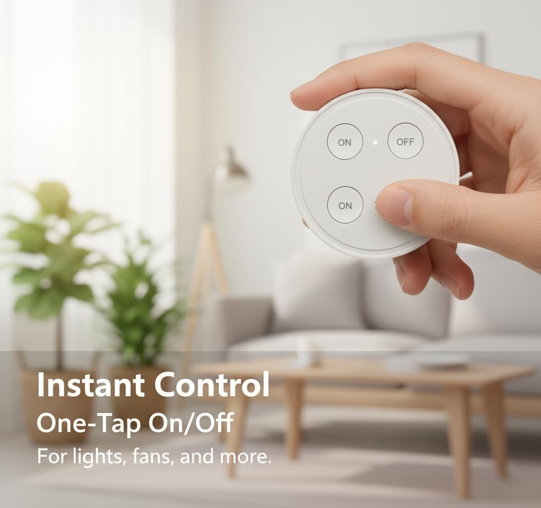 Wireless Outlet 2 Pack – Ergonomic Round Remote Comfort Grip! + Magnetic Wall…