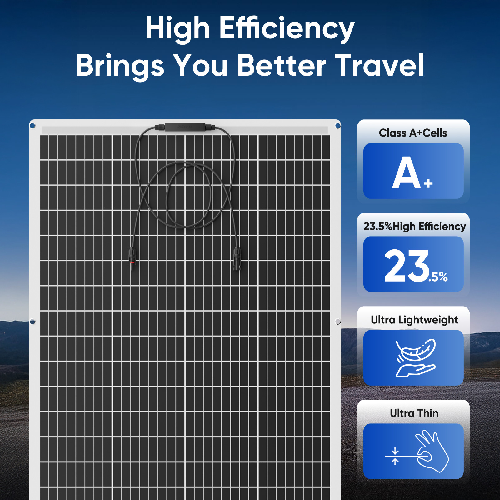 Flexible 200W Mono Solar Panel 12V Power Portable Camping Home RV Battery Charge