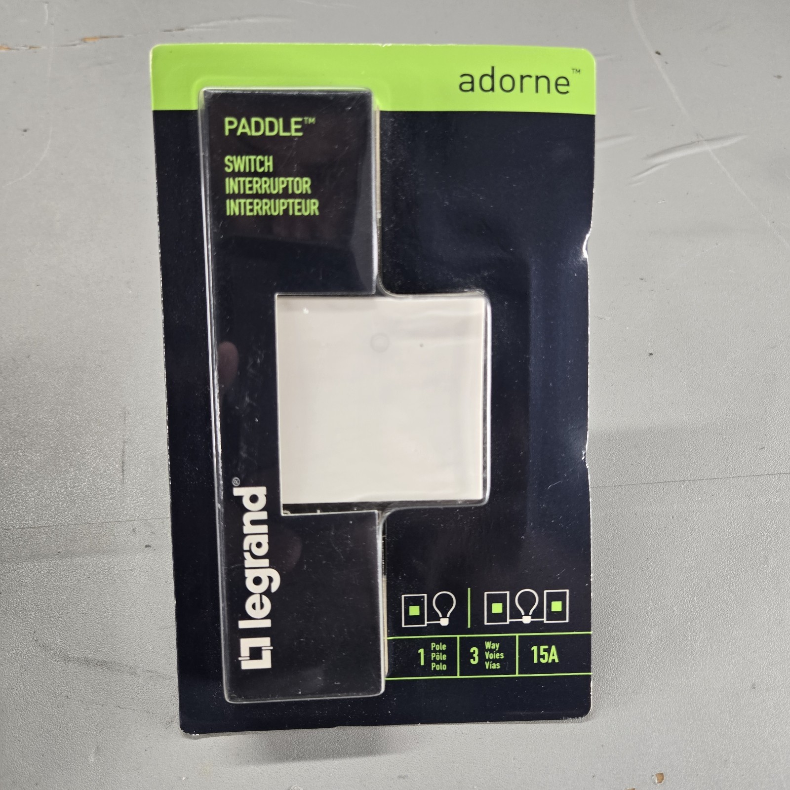 Legrand Adorne 15A 1 or 3-Way Paddle Switch ASPD1532W4 w/ Wall Plate