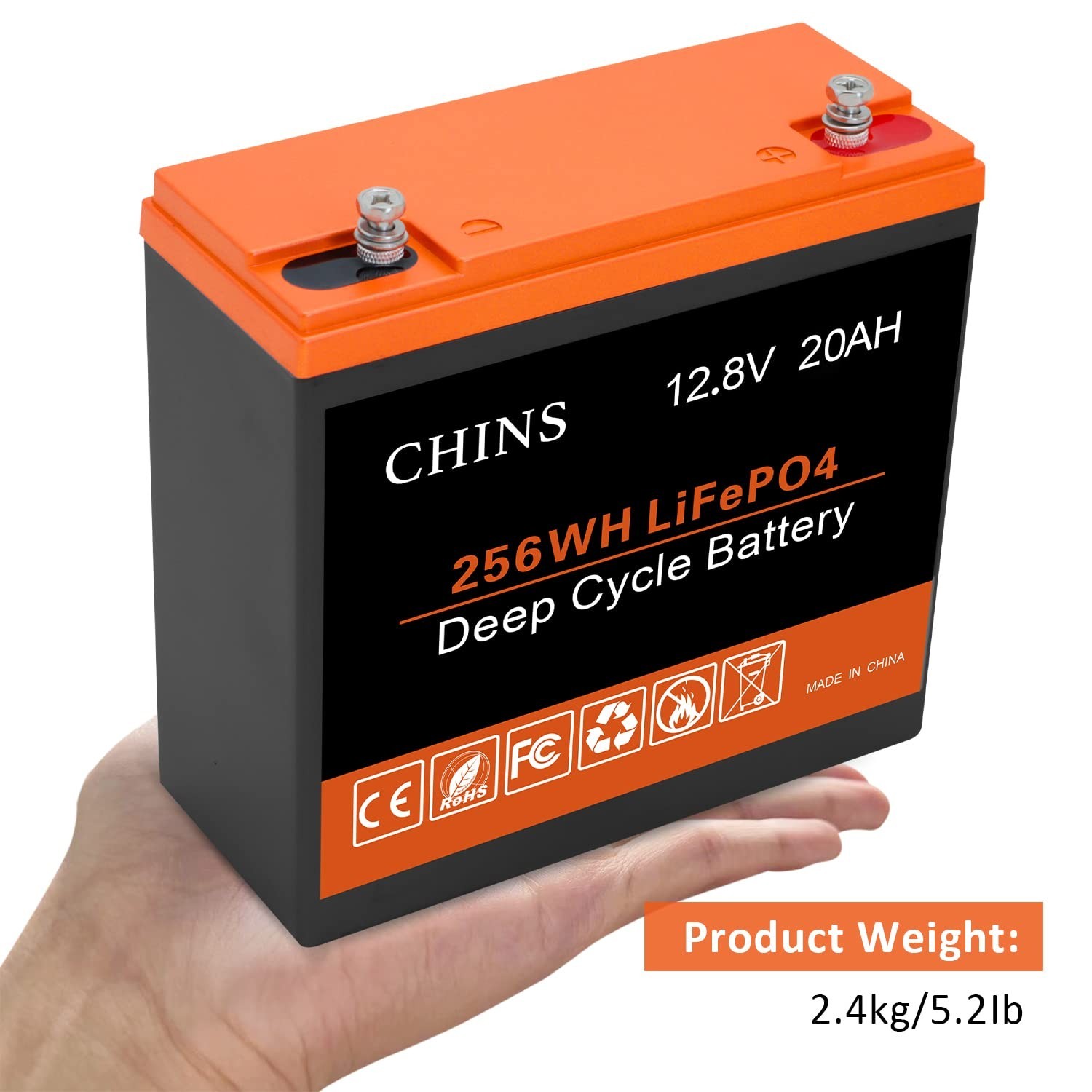 CHINS LiFePO4 Battery 12V 20AH Lithium Battery – Built-in 20A BMS, 2000~5000 …