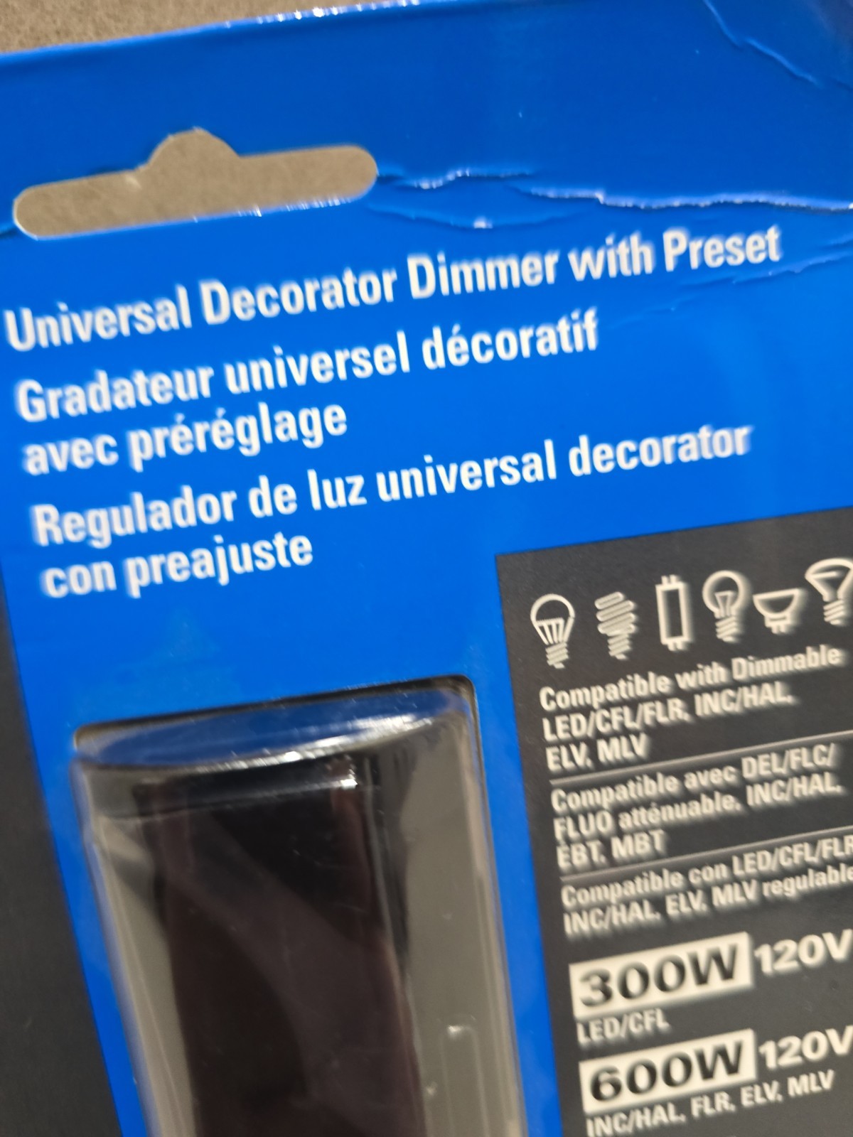 Eaton LED Universal Decorator Dimmer with Preset DUL06P-C5 White/Black/Gray