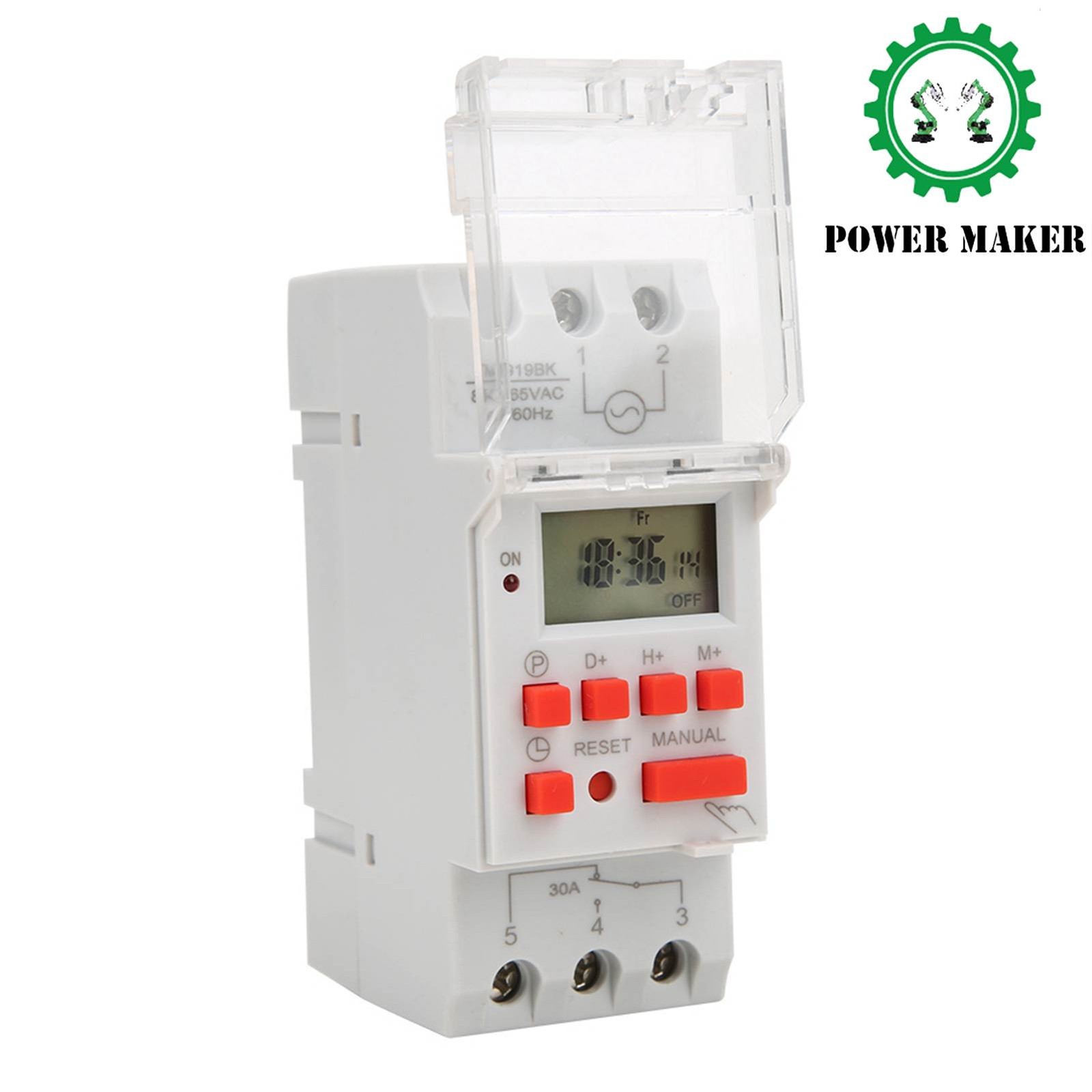 TM919BK 85~265V AC 30A LCD 7 Days Programmable Digital Timer Switches