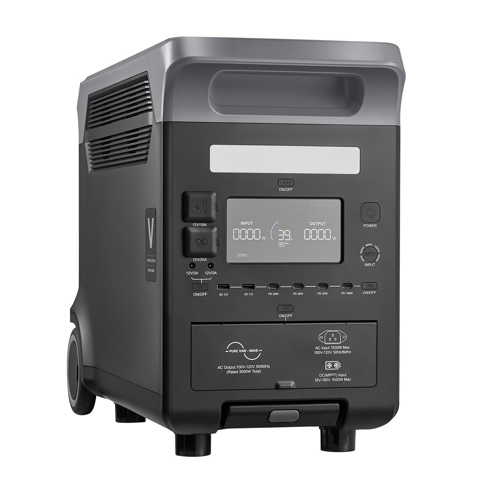 Uimoso Portable Power Station 3000W 3072Wh Solar Generator for Outdoor and Home