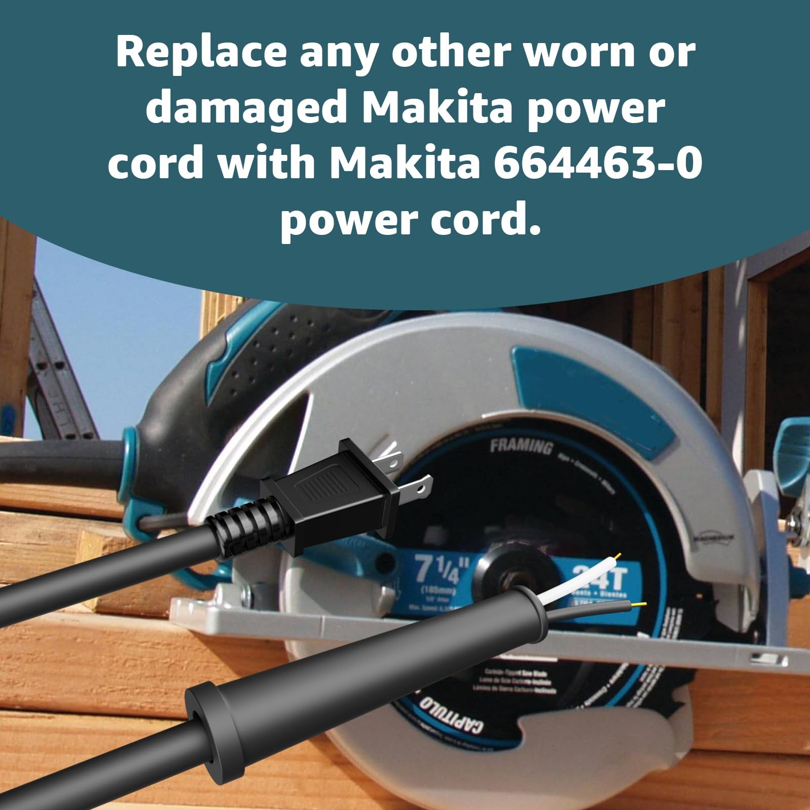 9.8FT Replacement Power Cord 664463-0 (2X14X8 Sj) for Makita Circular black