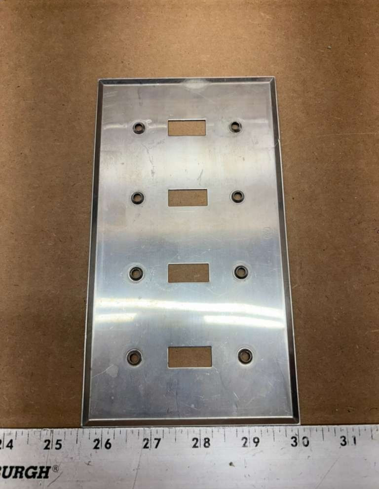 4 Gang Toggle Switch Metal Wall Plate Satin Finish Unbranded