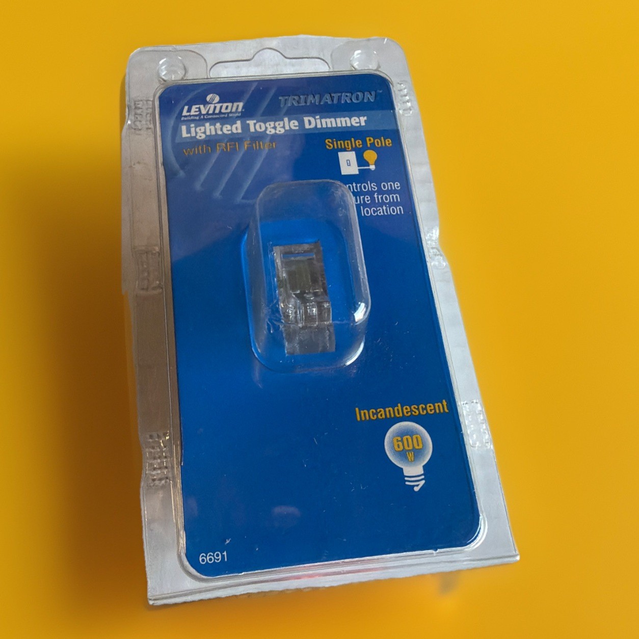 🔥 Leviton 6691 Trimatron Lighted Toggle Dimmer 600W Single Pole ~ 1 Unit🔥