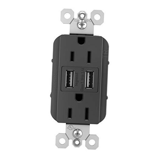 radiant TM826USBBKCCV4 15 Amp Decorator Duplex Tamper Resistant Outlet