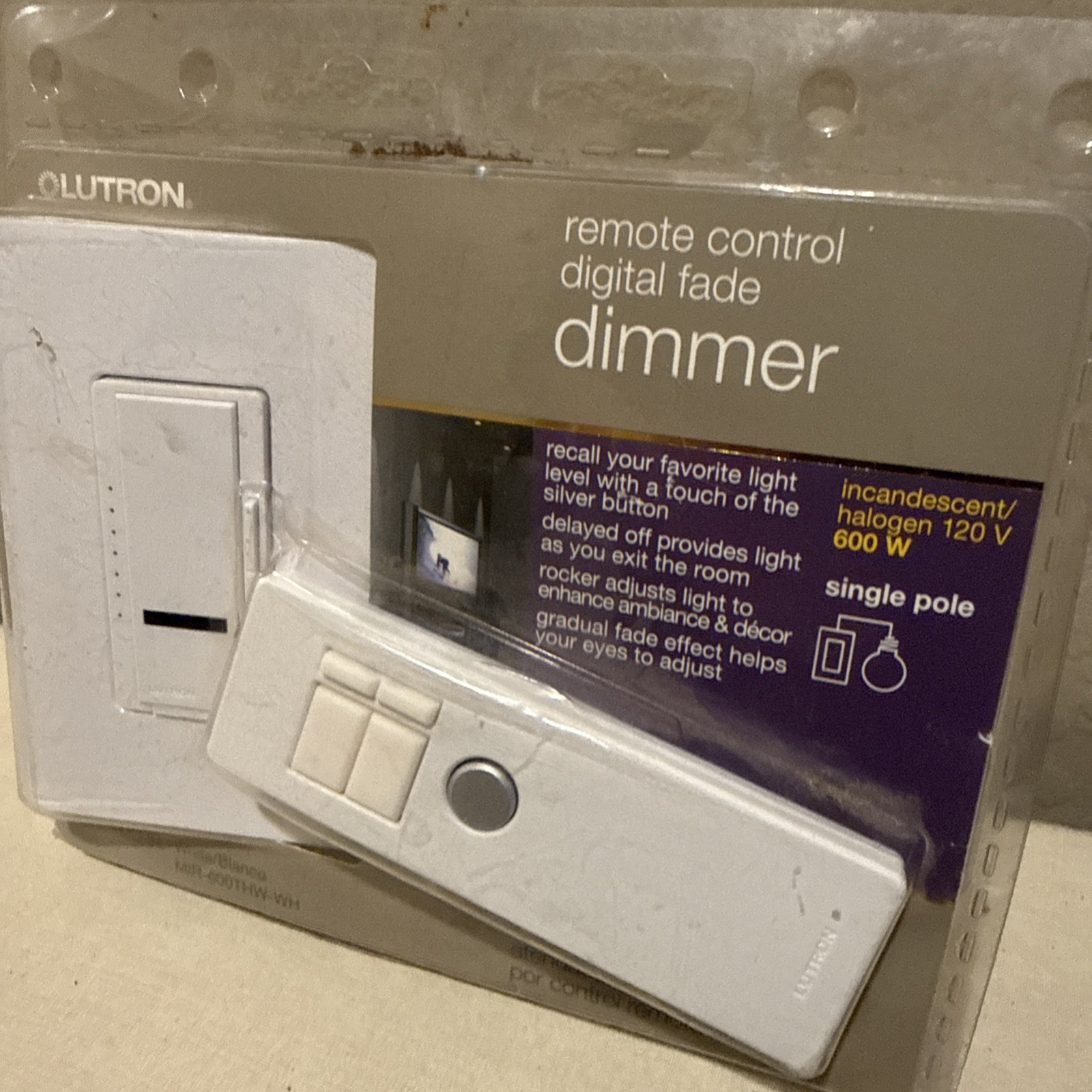 Lutron Maestro IR MIR-600THW-WH Remote Digital Dimmer Decorator Switch White