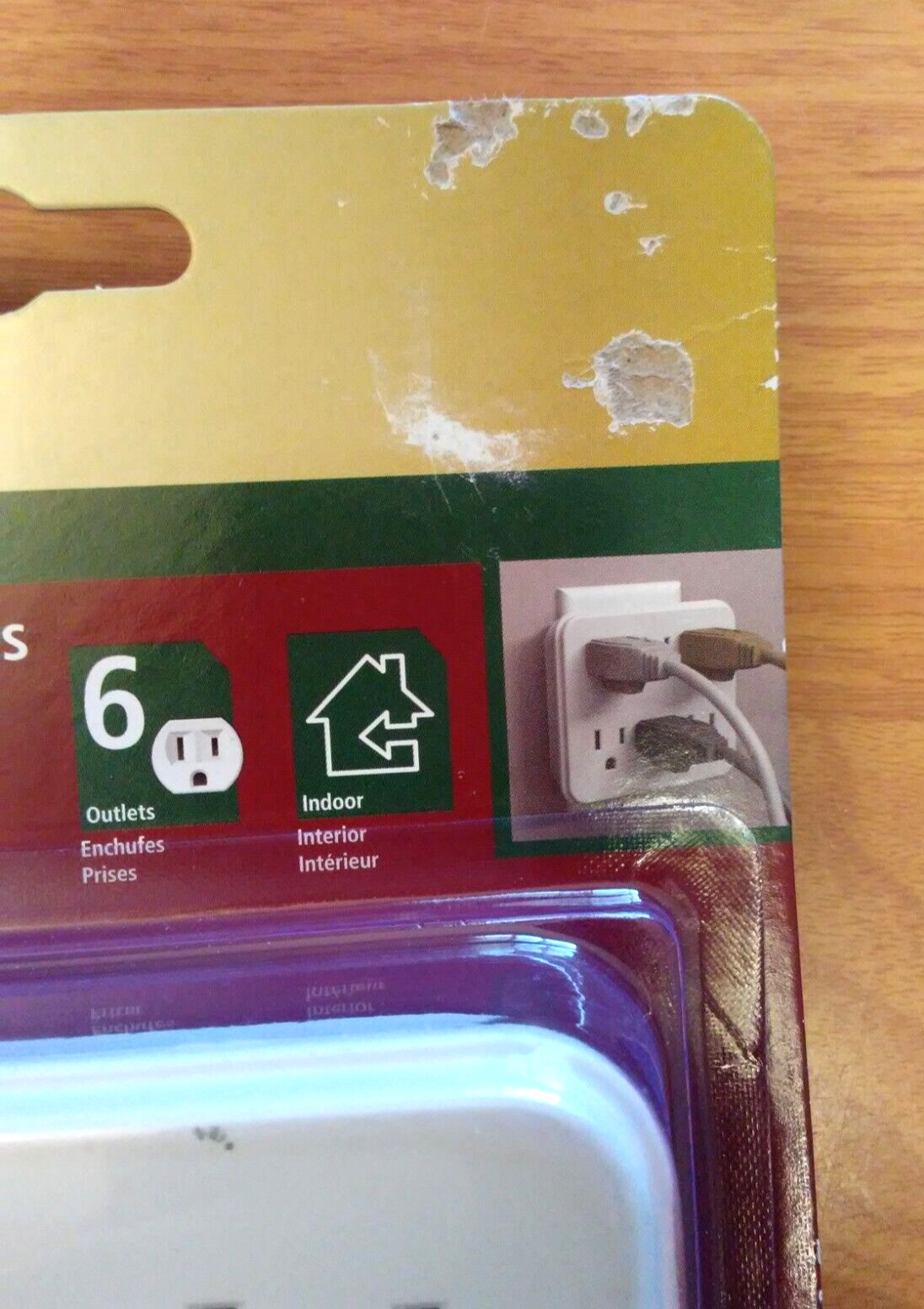 Stanley 6 Outlet Wall Tap Grounded Power Adapter Converts Duplex Wall Outlet