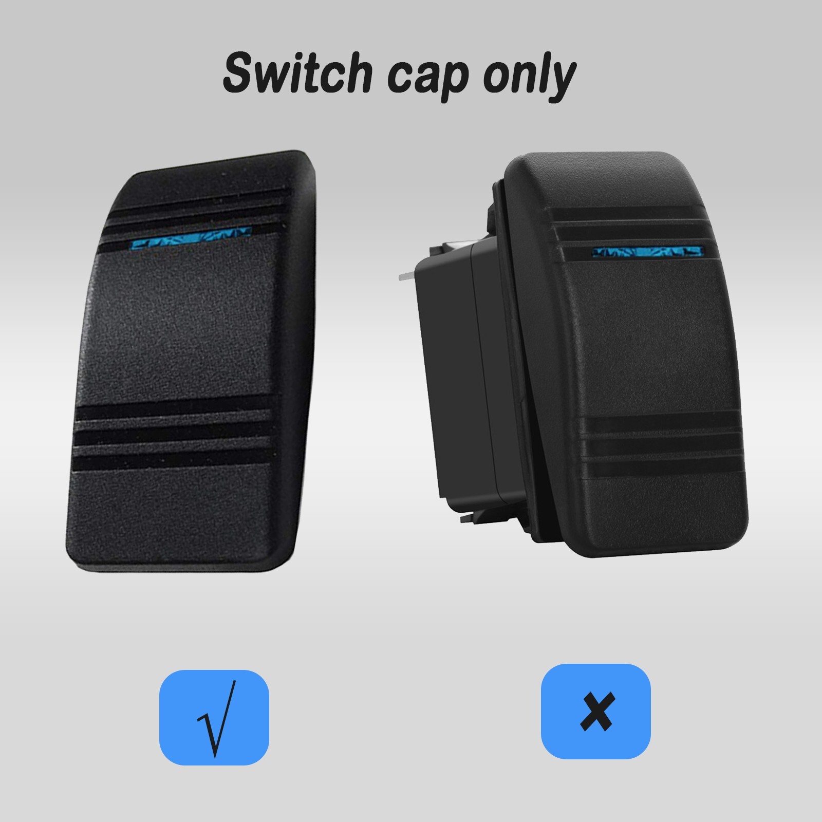 6PCS LED Rocker Switch Cover Caps(Blue/Green/Red)for Carling ARB Marine Boat Car