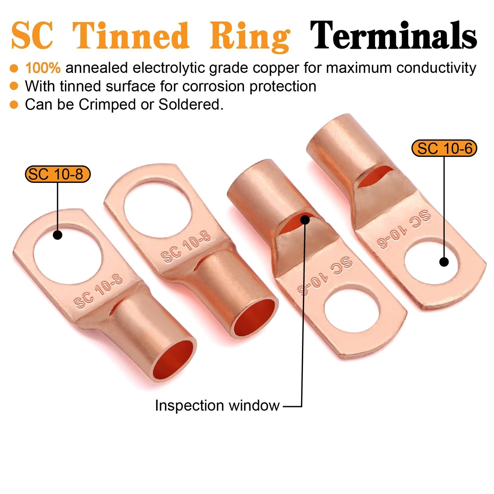 8 Gauge Wire Copper Clad Aluminum CCA (50FT Each for Black/Red) with 8ga lugs…