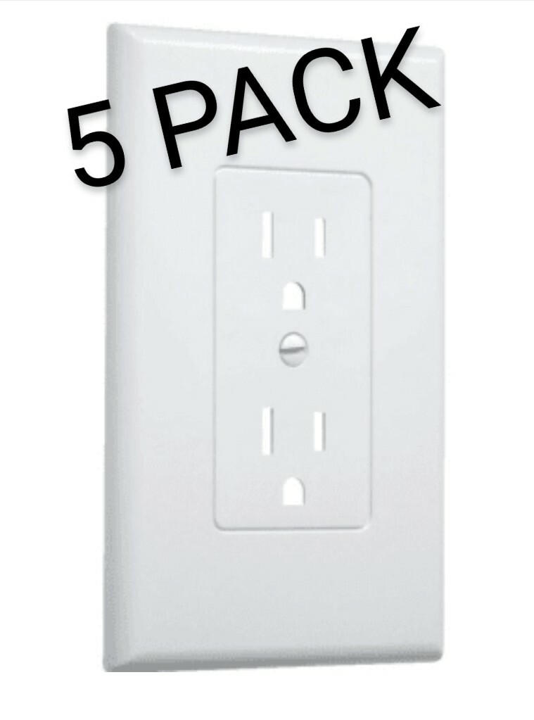 5 PACK TAYMAC MASQUE 1-Gang Plastic Toggle Decorator Wall Plate, White, MW2500W