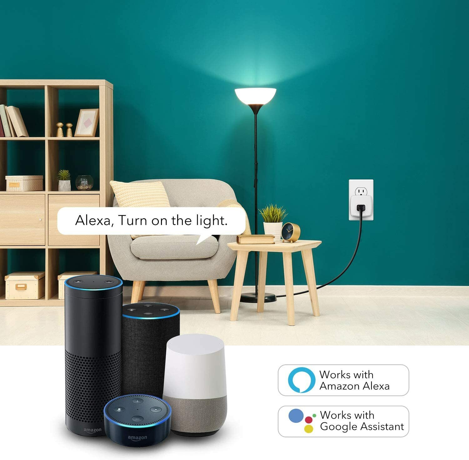 HBN 4Pcs Mini Smart WiFi Plug With Timer Work with Alexa/Google Home ETL Listed