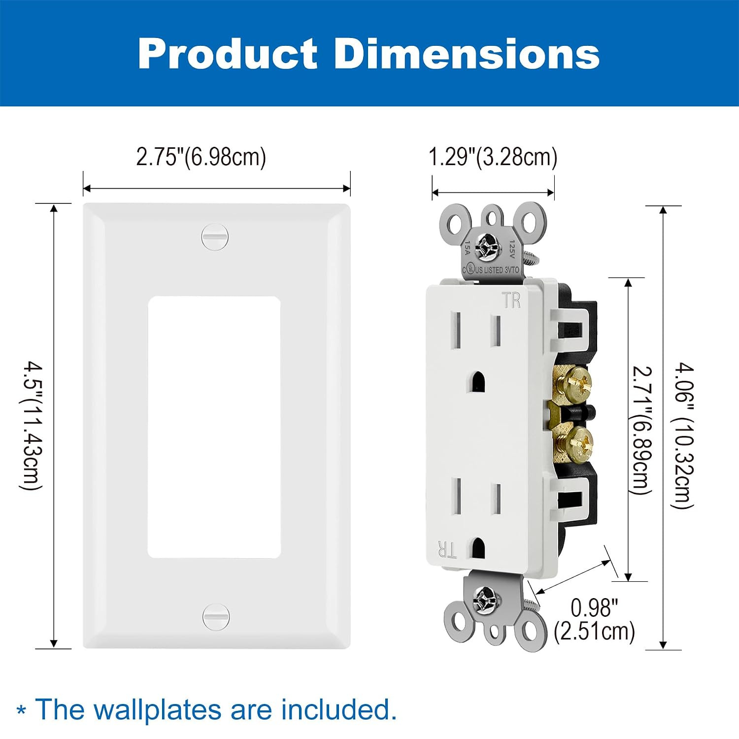 50 Pack 15 Amp Decorator Receptacle Outlet and 20 Pack Single Pole