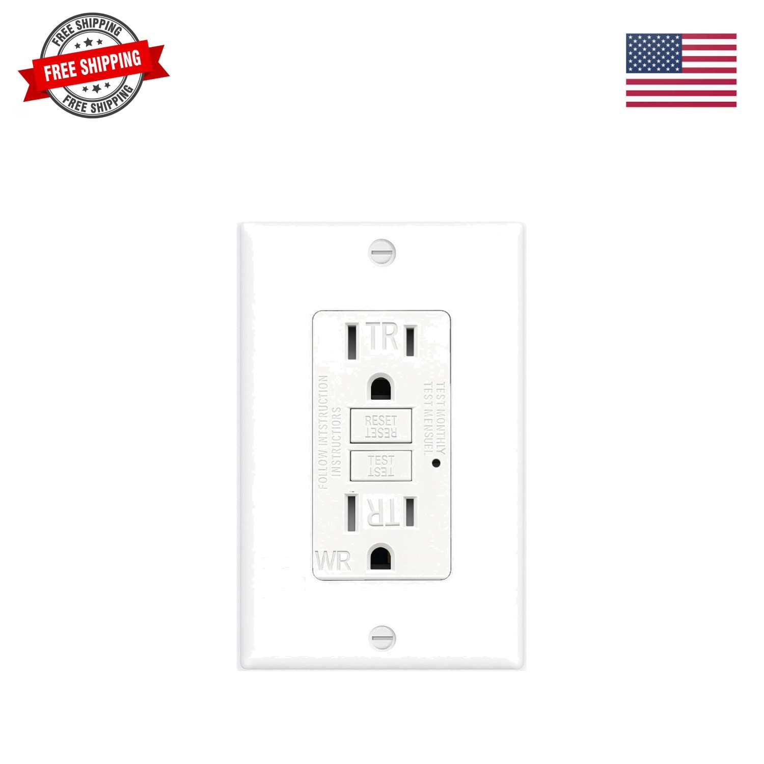 15 AMP-1 Pack GFCI Outlet WR White – Tamper Resistant, Weather Resistant GFI …