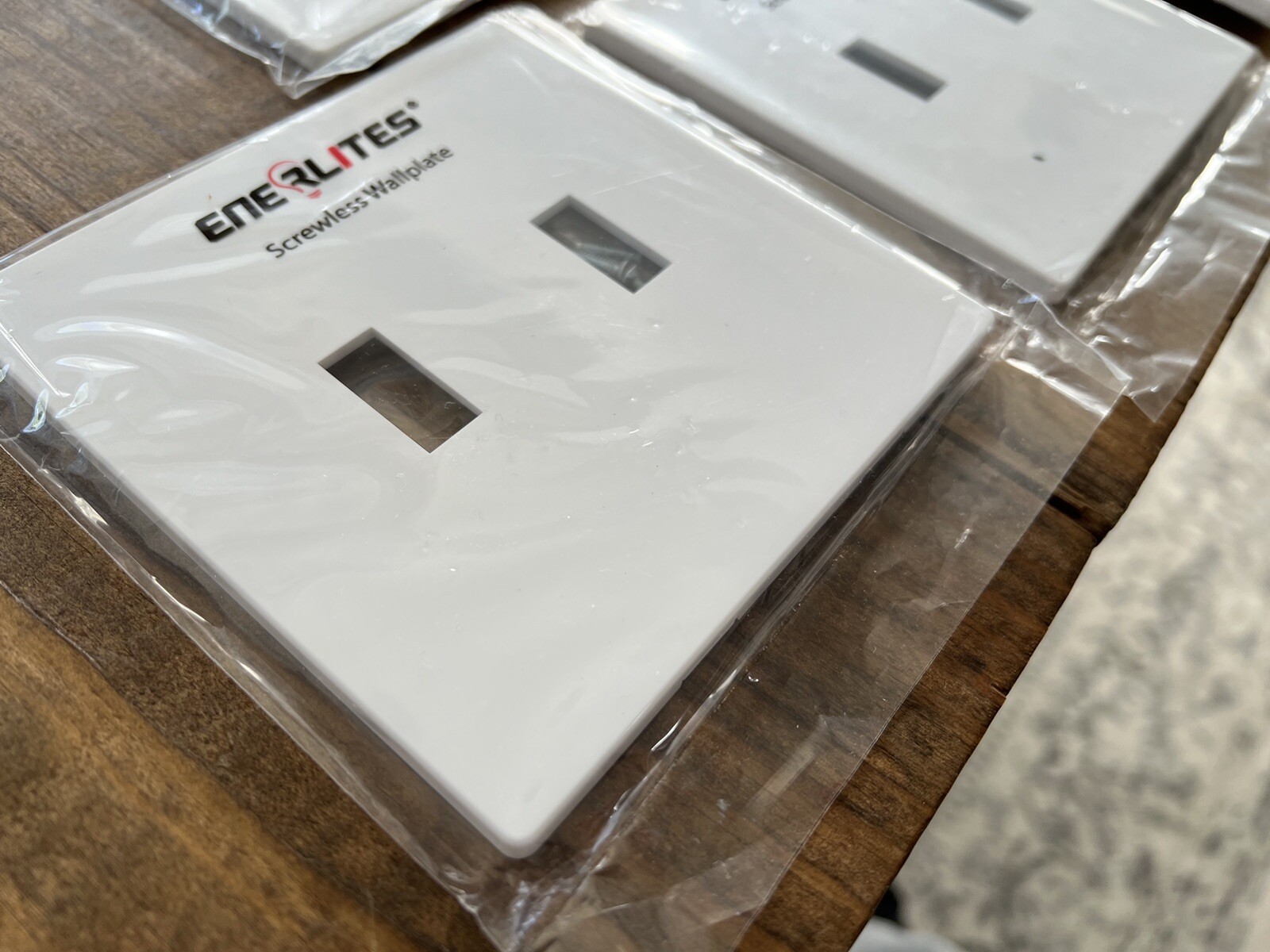 NEW ENERLITES Screwless Double Toggle Switch Wall Plate, Glossy White, Pack of 5