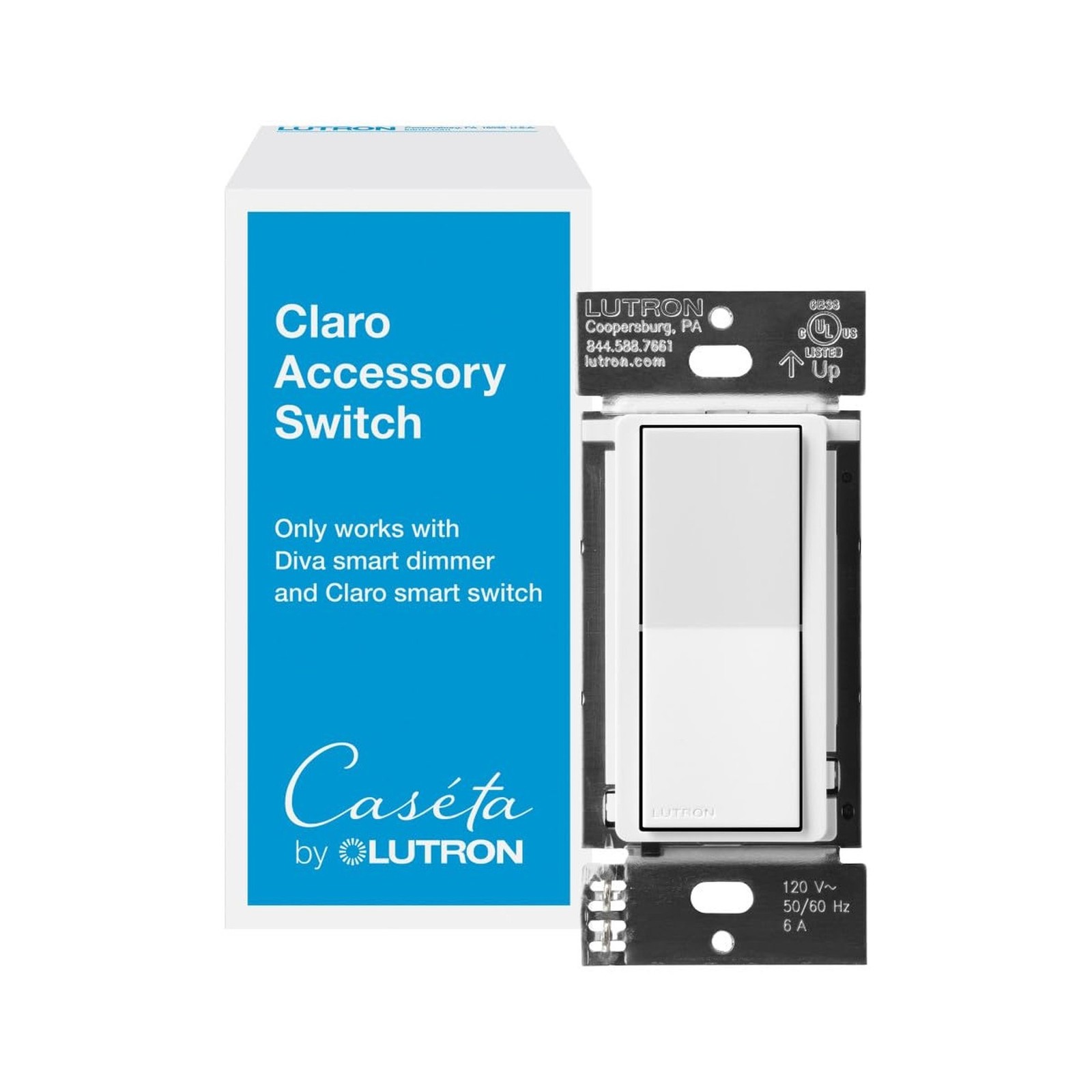 Lutron Caseta Smart Claro Accessory Switch for 3 way – For use only with D