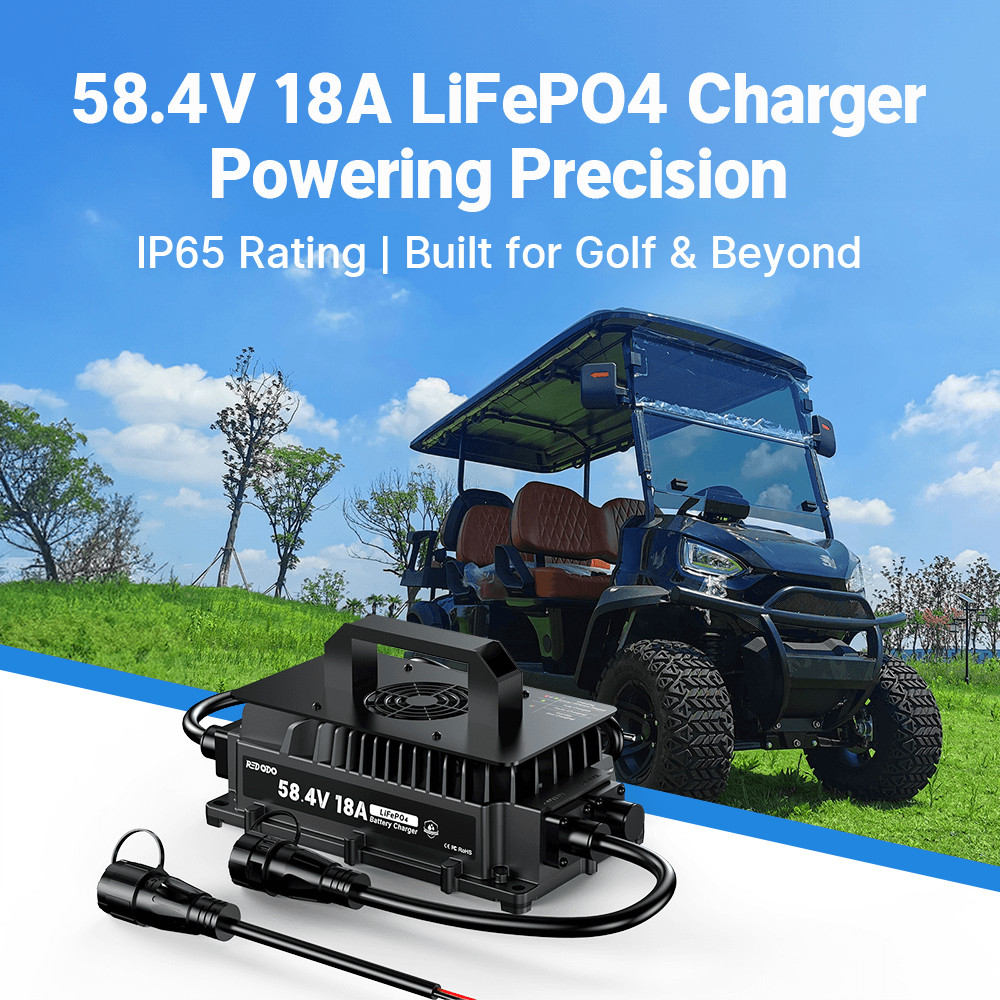 Redodo 58.4V 18A LiFePO4 Battery Waterproof Smart Charger with Safe -Excellent