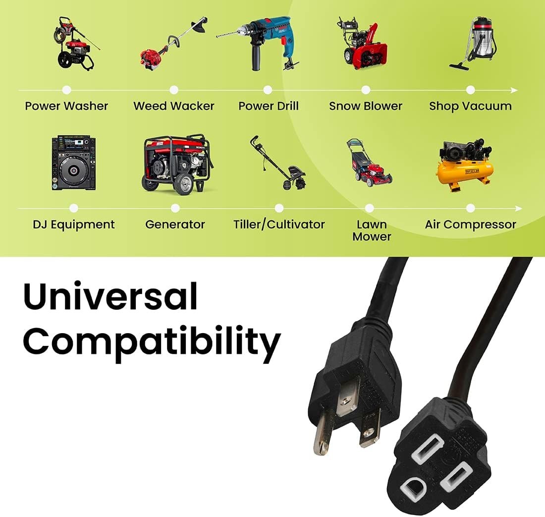 Durable 12/3 SJTW Outdoor Extension Cord – 50 ft Moisture and Abrasion Resistant