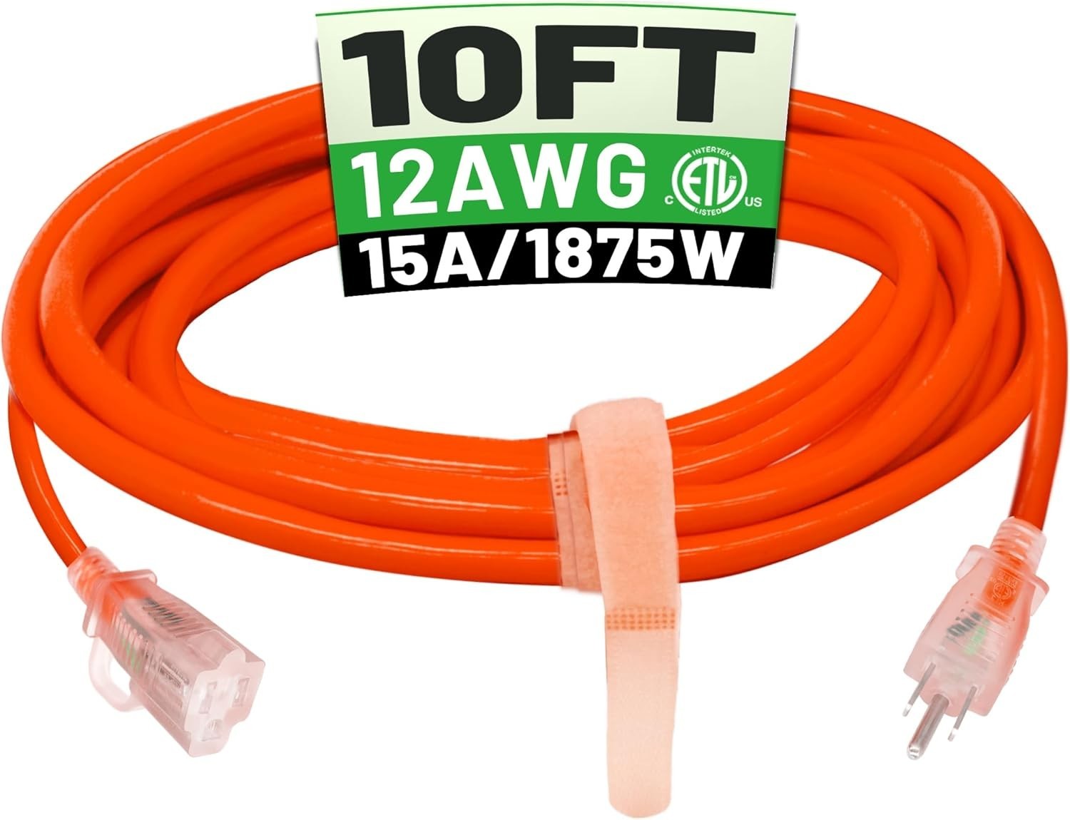 12/3 75 Ft Outdoor Extension Cord Waterproof Heavy Duty W/ Lighted Indicator 12