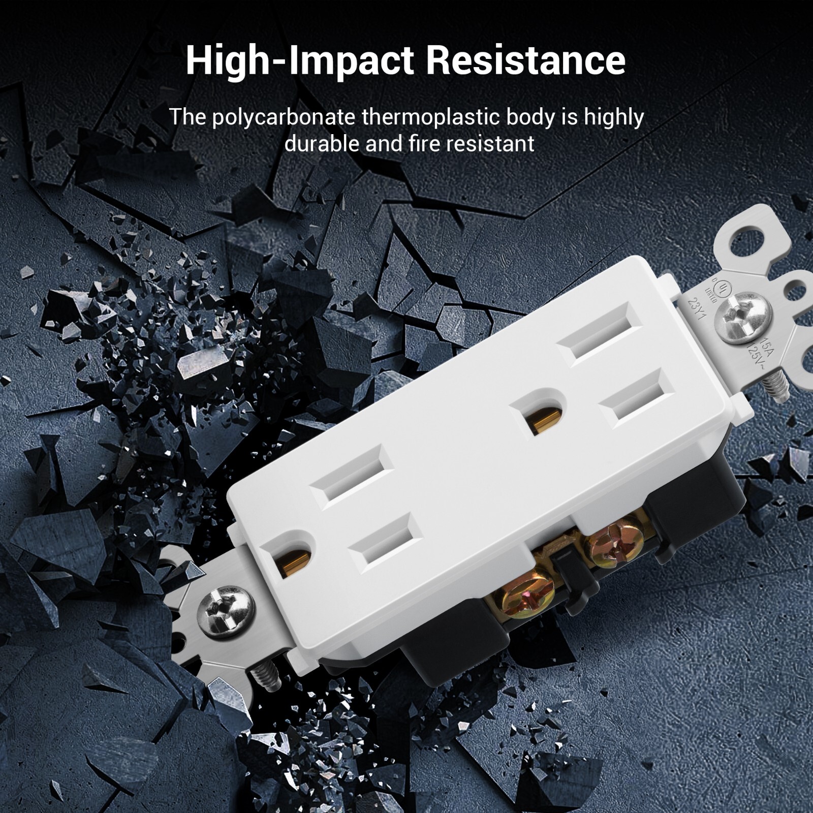 DEWENWILS 10 Packs Standard Electrical Wall Outlet, Non-Tamper Resistant,15 Amp