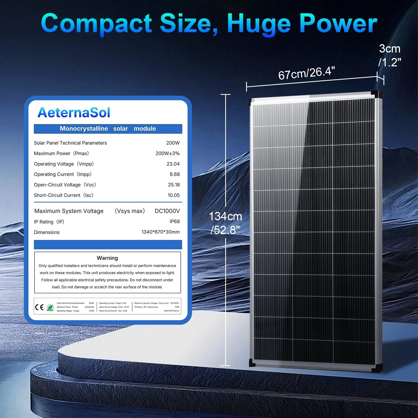 400W 800W Solar Panel 18V Mono N-Type Charger RV Home Off-Grid