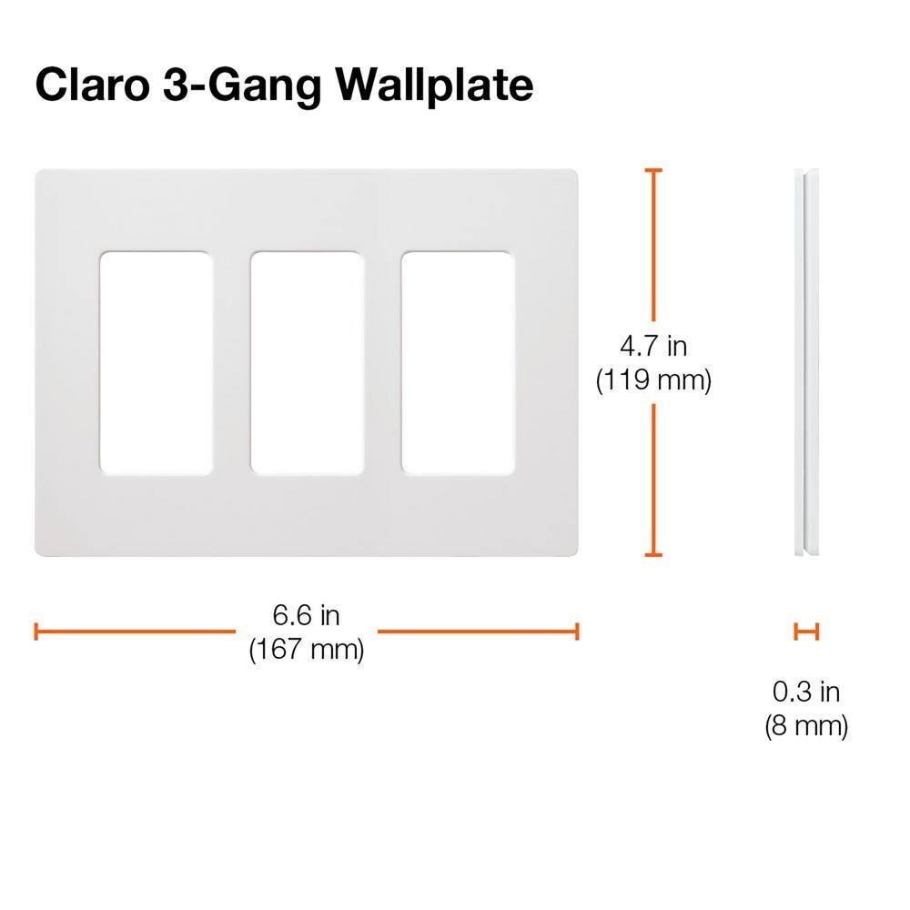 (3-Pack)Lutron Claro CW-3-WH – 3 Gang Wallplate – Gloss Finish