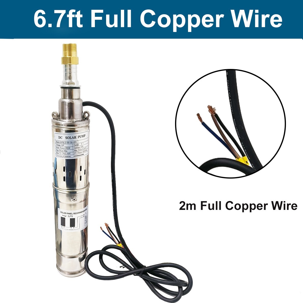 3″ Solar Pump Submersible Pump Bore DC 48V 500W Deep Well Pump + MPPT Controller
