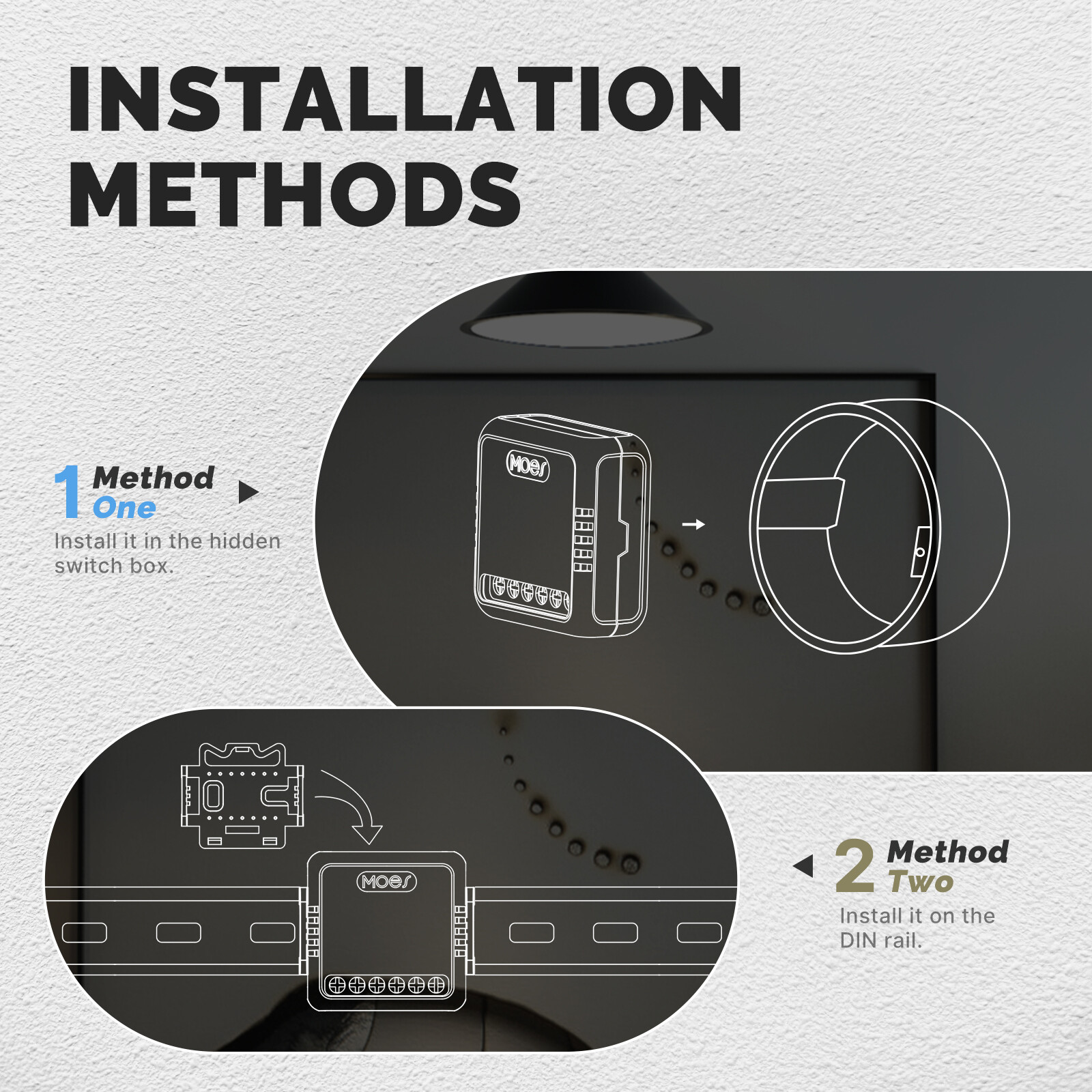 MOES WiFi Mini Smart Switch Module 16A Energy Monitoring 3-Way Alexa Google APP
