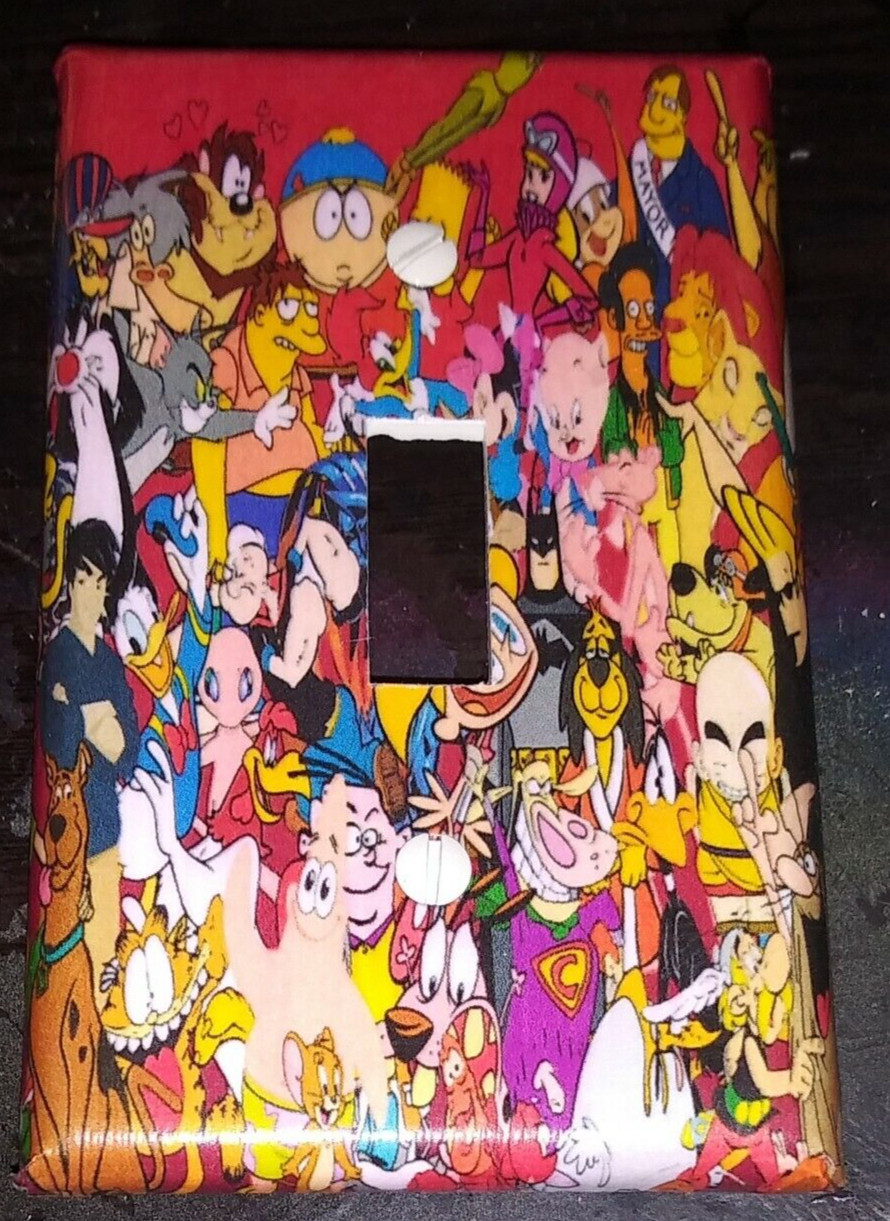 Custom Handmade Retro 80’s Cartoons Single Toggle Light Switch Cover