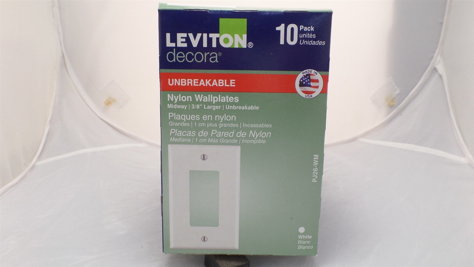 LEVITON PJ26-WM DECORA 1-GANG ROCKER MIDWAY NYLON LARGER WALLPLATE WHITE 10-PK
