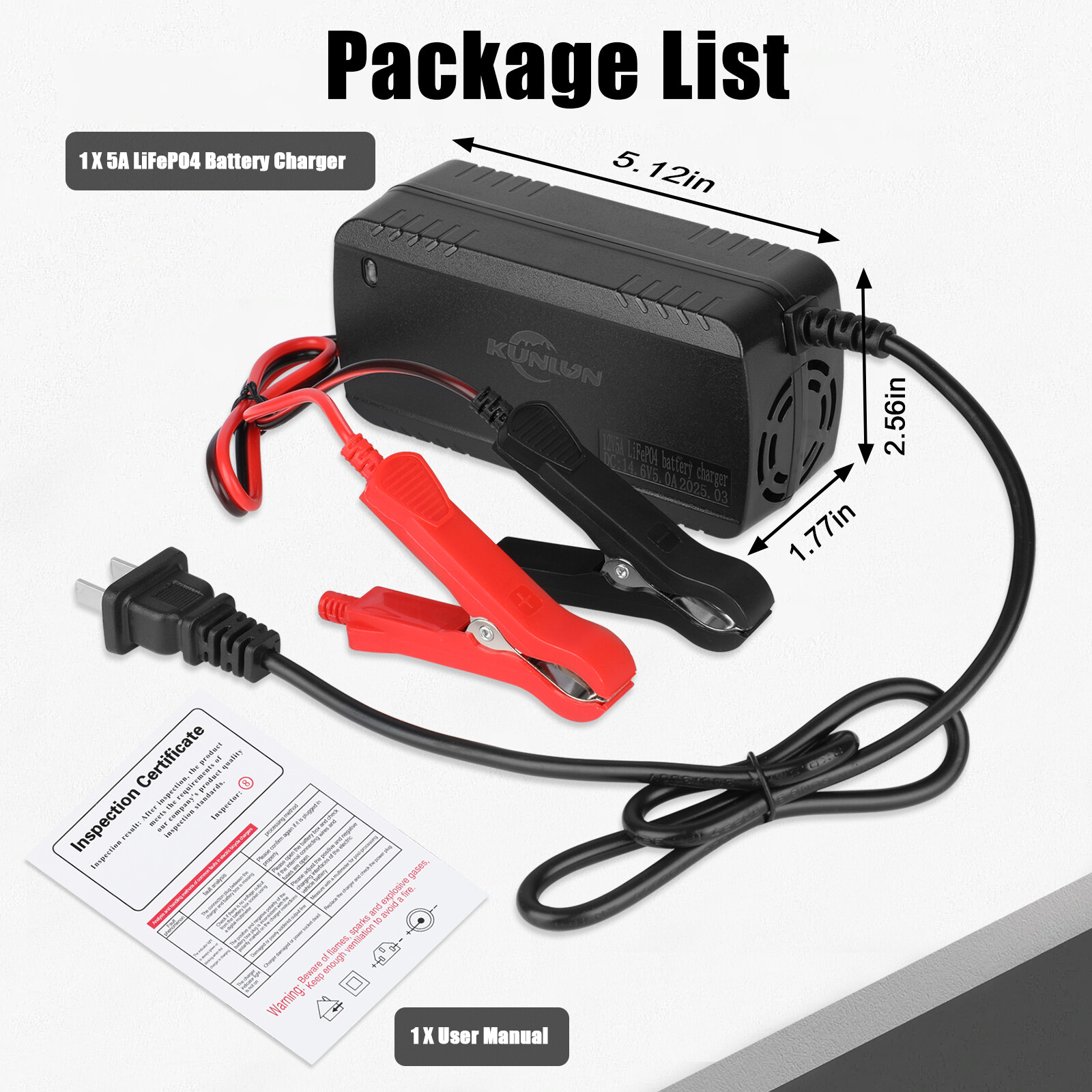 12V 10Ah LiFePO4 Lithium Battery with Charger, Built-in 10A BMS, for Power Wheel