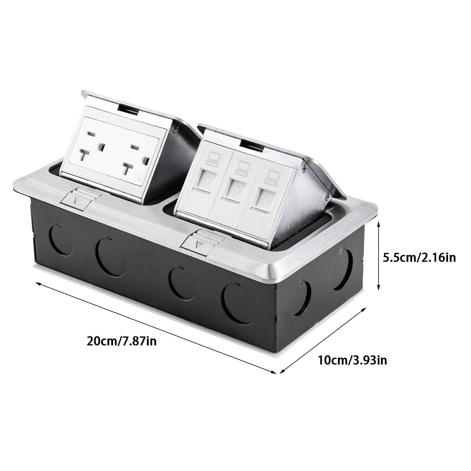 Dual Pop Up Floor Outlet 20A USB W/ Sockets Electrical Outlet Receptacle Silver