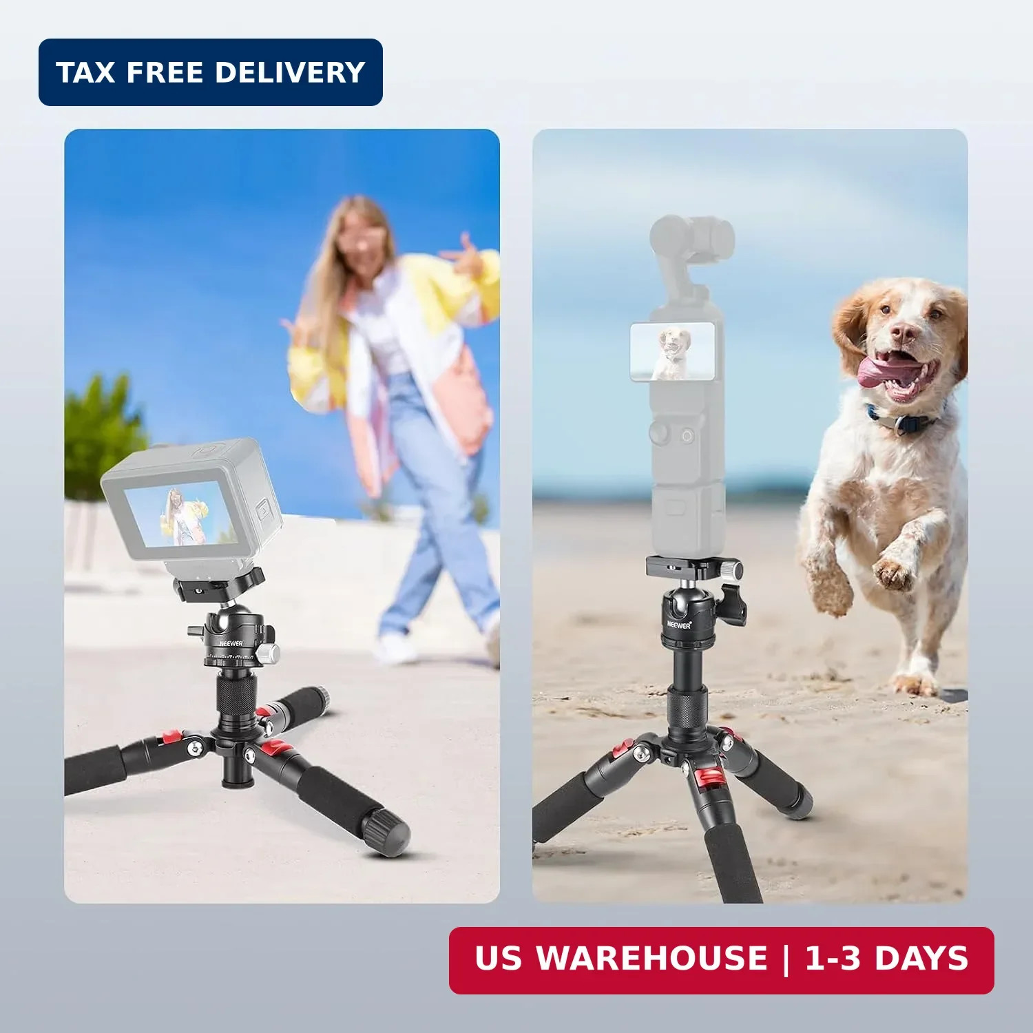 NEEWER Portable Travel Mini Tabletop Tripod, Aluminum Alloy 20”/ 50cm Desktop D