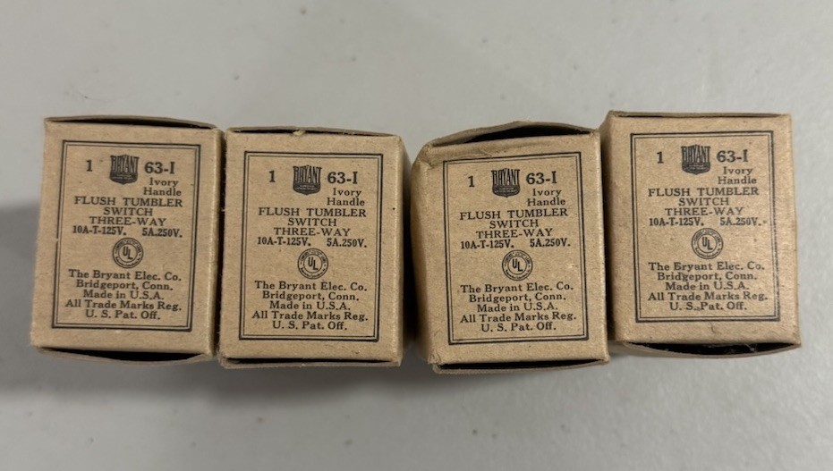 Vintage Bryant Flush Tumbler Switch Three Way 63-I Lot Of 4