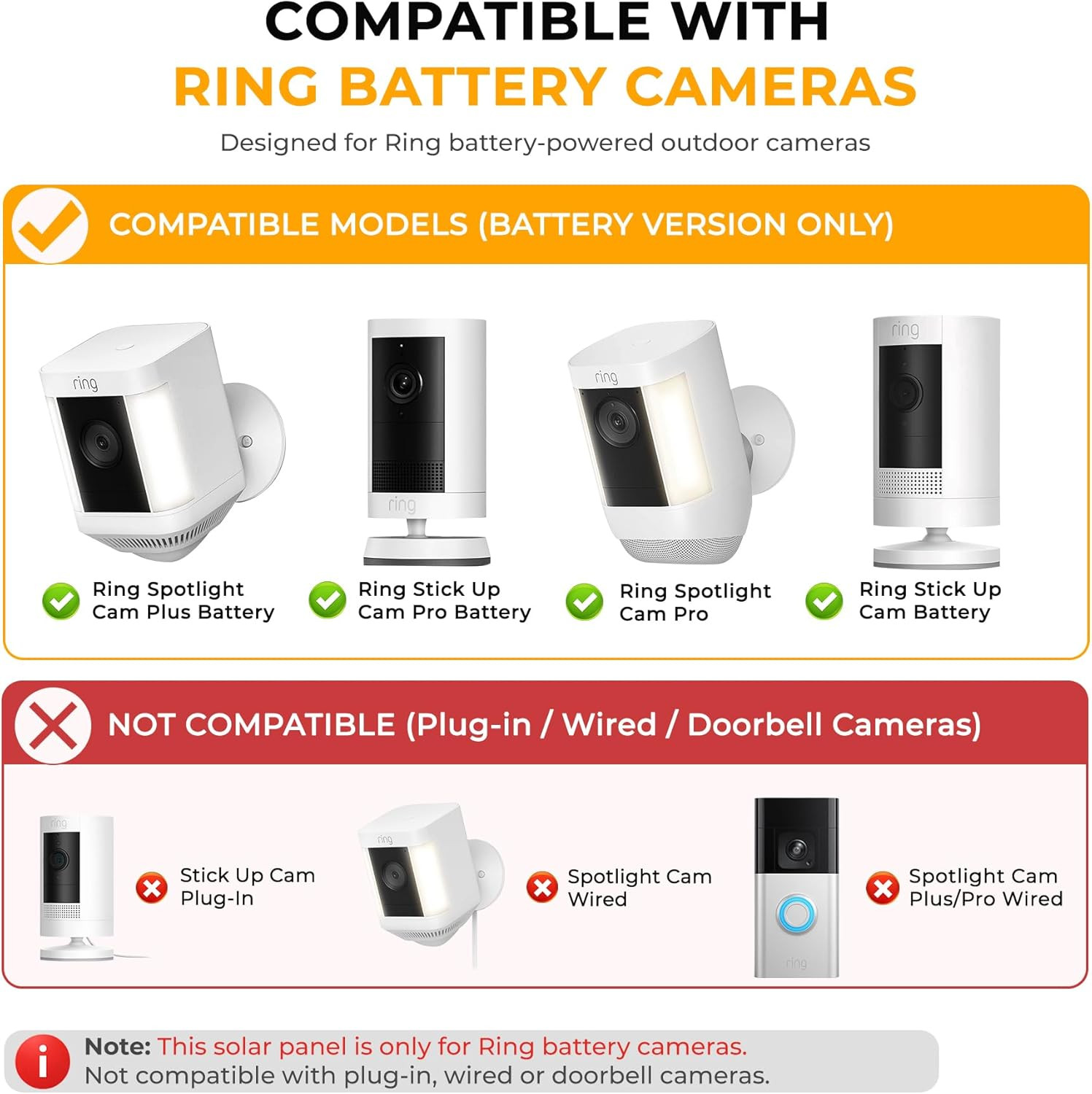 8W Solar Panel for Ring Camera, 3-Pack Solar Panel Charger Compatible with Ring