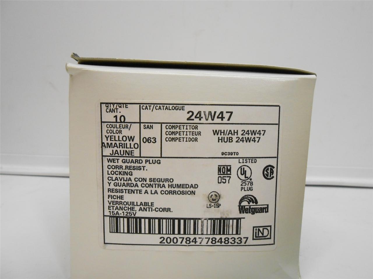LEVINTON 24W47 LOCKING PLUG L5-15P, 125V, 1PH, YLW