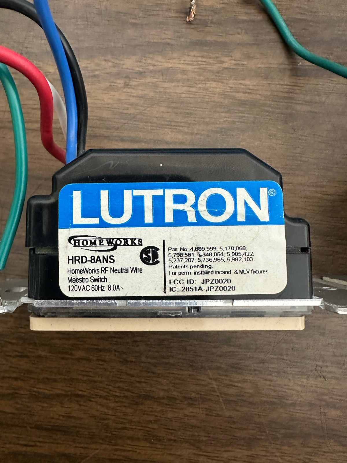 Lutron HRD-8ANS HomeWorks RF Maestro Electronic Switch Lot Of 2