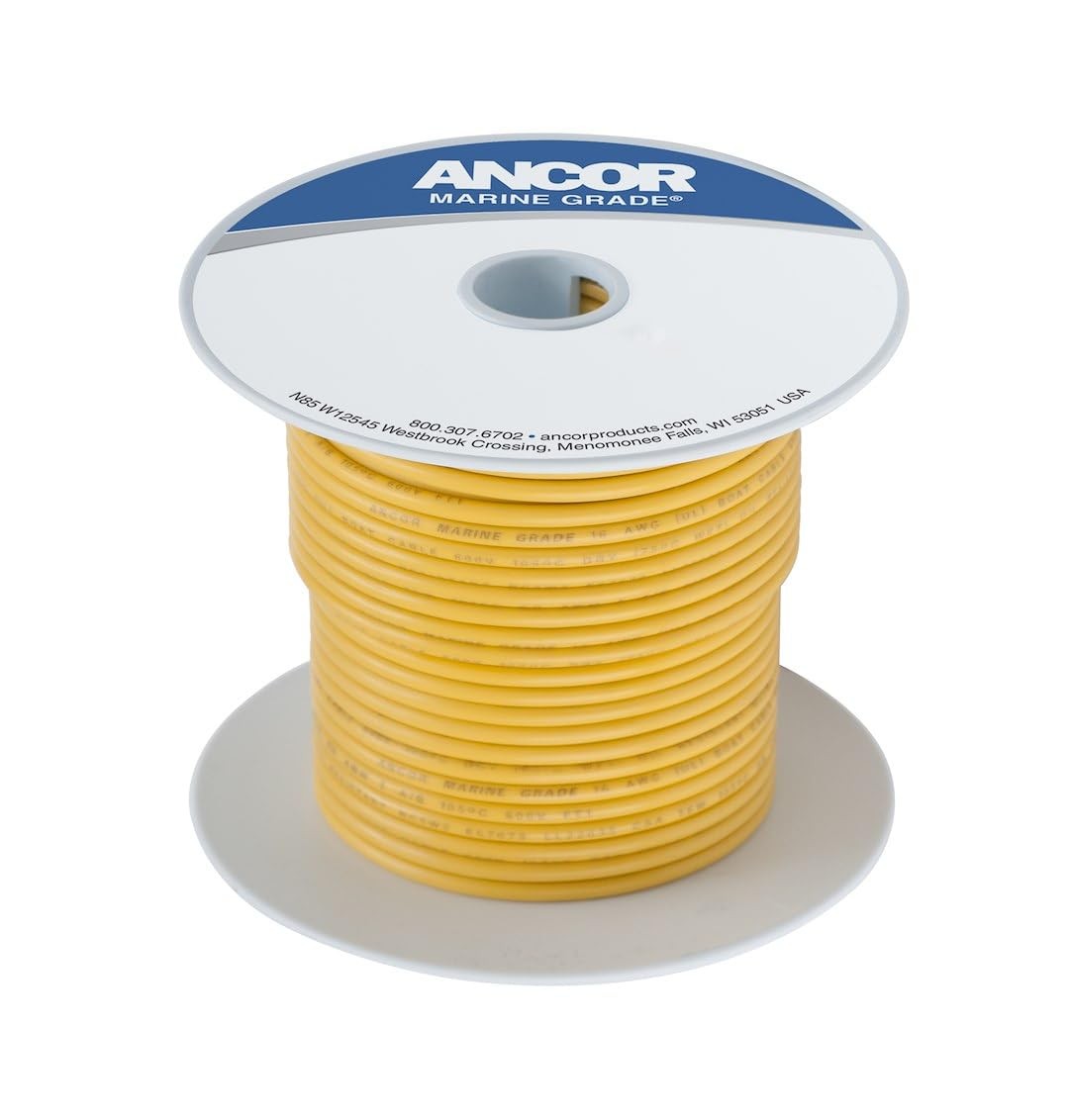 101010 Electrical Primary Tinned Copper Boat Wiring (18-Gauge, Yellow, 100-Feet)