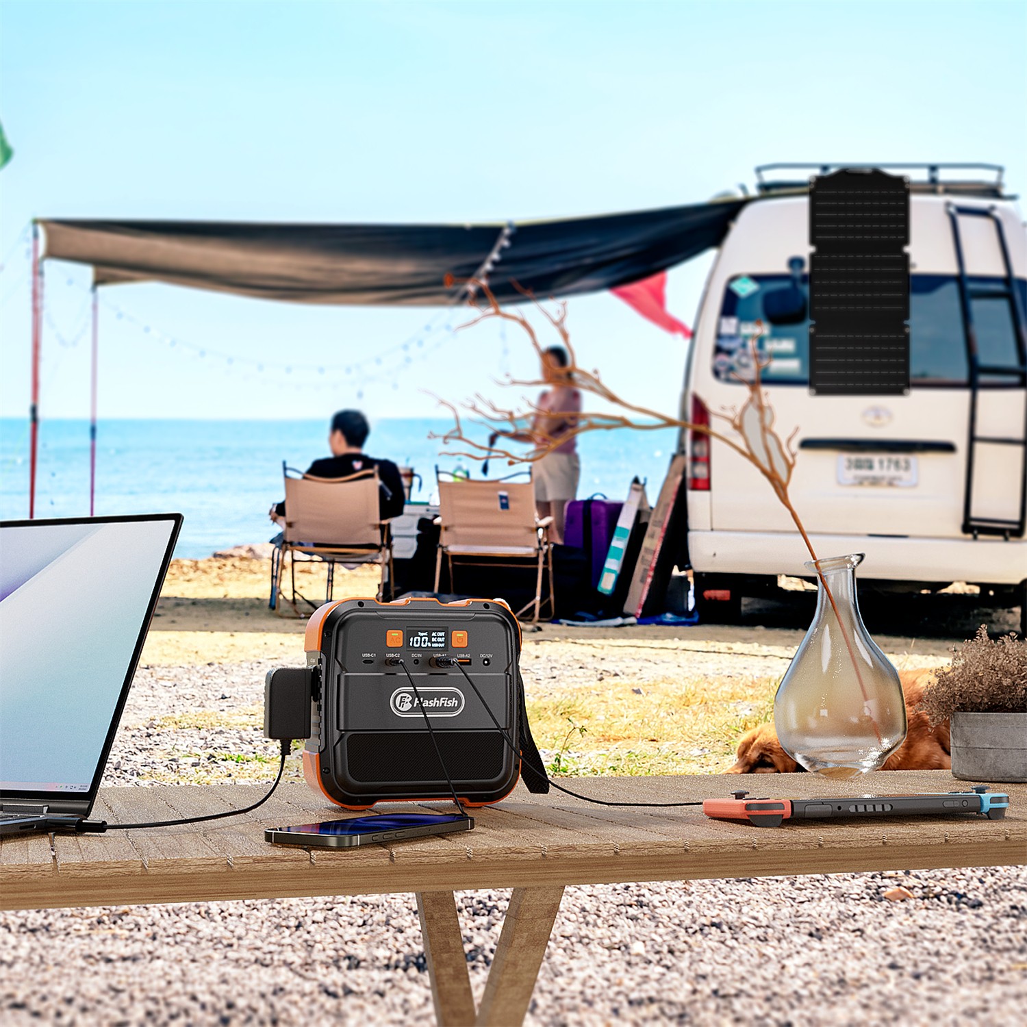 Flashfish Solar Power Generator Li-ion 120W 98Wh Optional With Solar panel 30W