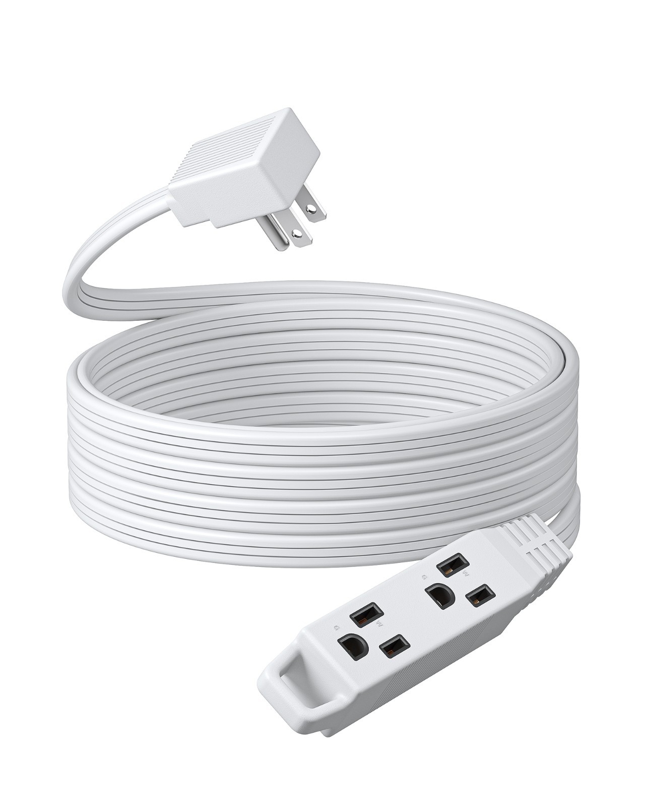 DEWENWILS 15FT Flat Plug Extension Cord, Ultra Thin 3-Outlet Power Strip